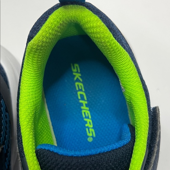 Skechers Blue and Neon Green Kids' Shoes - Picture 2 of 9